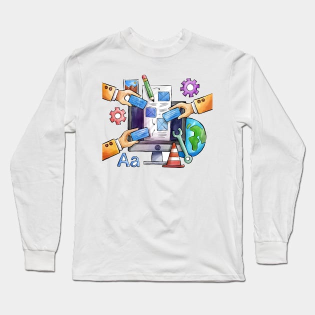 Web Design Concept Long Sleeve T-Shirt by Mako Design 